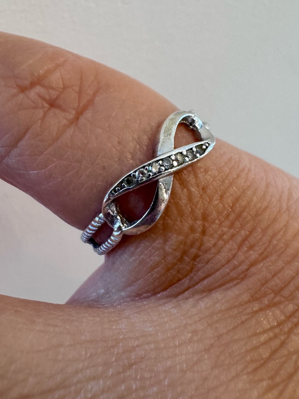 Sterling Silver 925 Infinity Ring with Cubic Zirconia